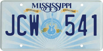 MS license plate JCW541