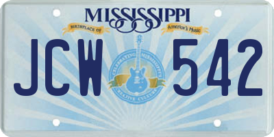 MS license plate JCW542
