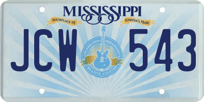 MS license plate JCW543