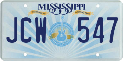 MS license plate JCW547