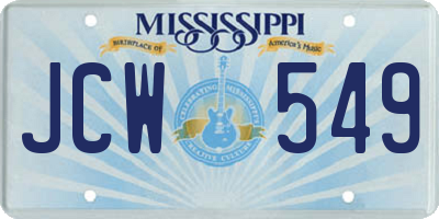 MS license plate JCW549