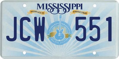 MS license plate JCW551