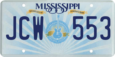 MS license plate JCW553