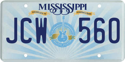 MS license plate JCW560
