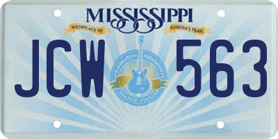 MS license plate JCW563