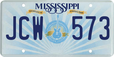 MS license plate JCW573