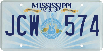 MS license plate JCW574