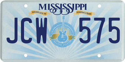 MS license plate JCW575