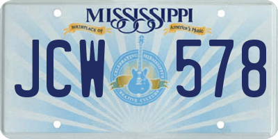 MS license plate JCW578