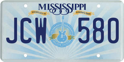 MS license plate JCW580