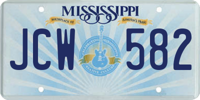 MS license plate JCW582