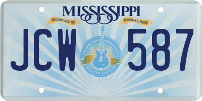 MS license plate JCW587