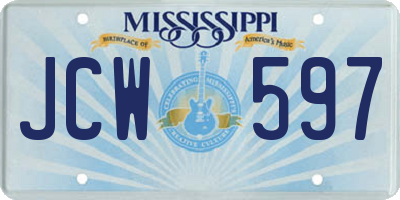 MS license plate JCW597