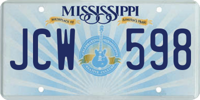 MS license plate JCW598