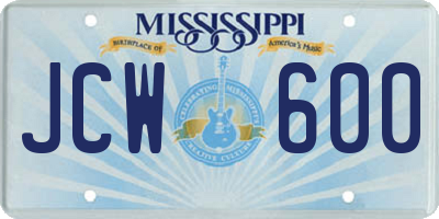 MS license plate JCW600