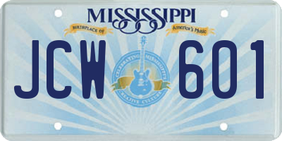 MS license plate JCW601