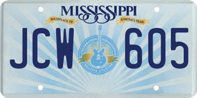 MS license plate JCW605