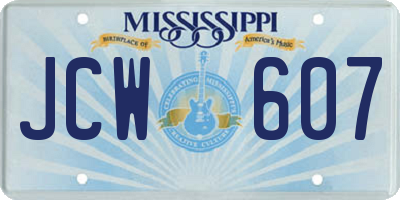MS license plate JCW607