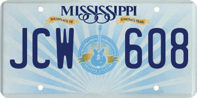 MS license plate JCW608