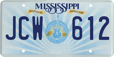 MS license plate JCW612