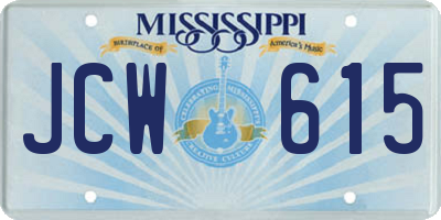 MS license plate JCW615