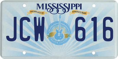 MS license plate JCW616