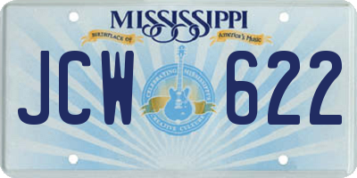 MS license plate JCW622