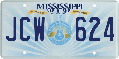 MS license plate JCW624