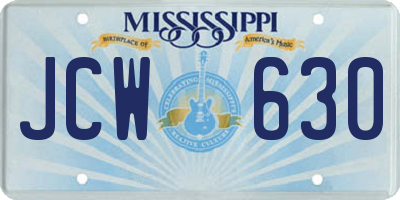 MS license plate JCW630