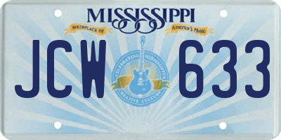 MS license plate JCW633