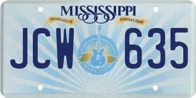 MS license plate JCW635