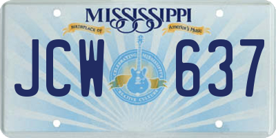 MS license plate JCW637