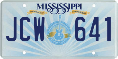 MS license plate JCW641