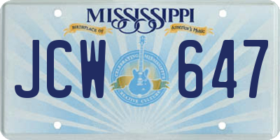 MS license plate JCW647