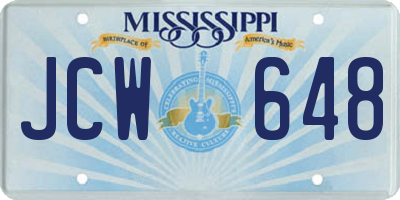 MS license plate JCW648