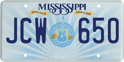 MS license plate JCW650