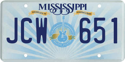 MS license plate JCW651