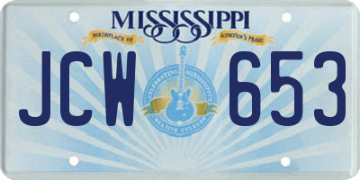 MS license plate JCW653