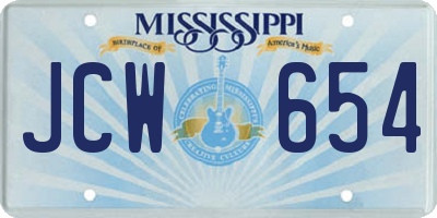 MS license plate JCW654