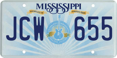 MS license plate JCW655