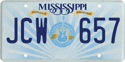 MS license plate JCW657