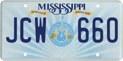 MS license plate JCW660