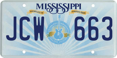 MS license plate JCW663