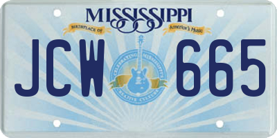 MS license plate JCW665