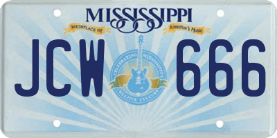 MS license plate JCW666