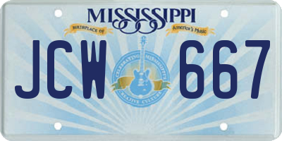 MS license plate JCW667