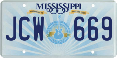 MS license plate JCW669