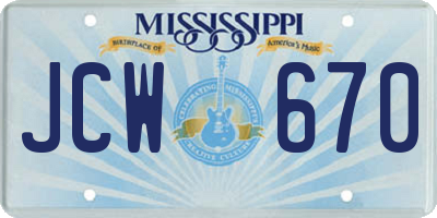 MS license plate JCW670