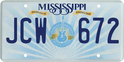 MS license plate JCW672
