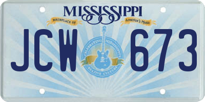 MS license plate JCW673